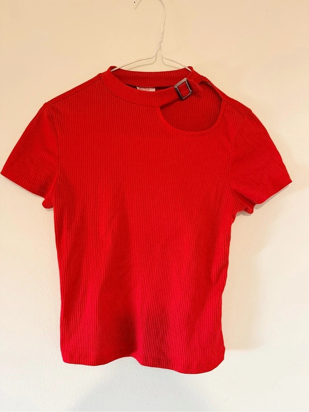 No Boundaries Ribbed Short Sleeve Top in Red — Size XS — Like New